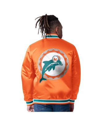 Men's Aqua/Orange Miami Dolphins Closer Reversible Satin Full-Snap Jacket