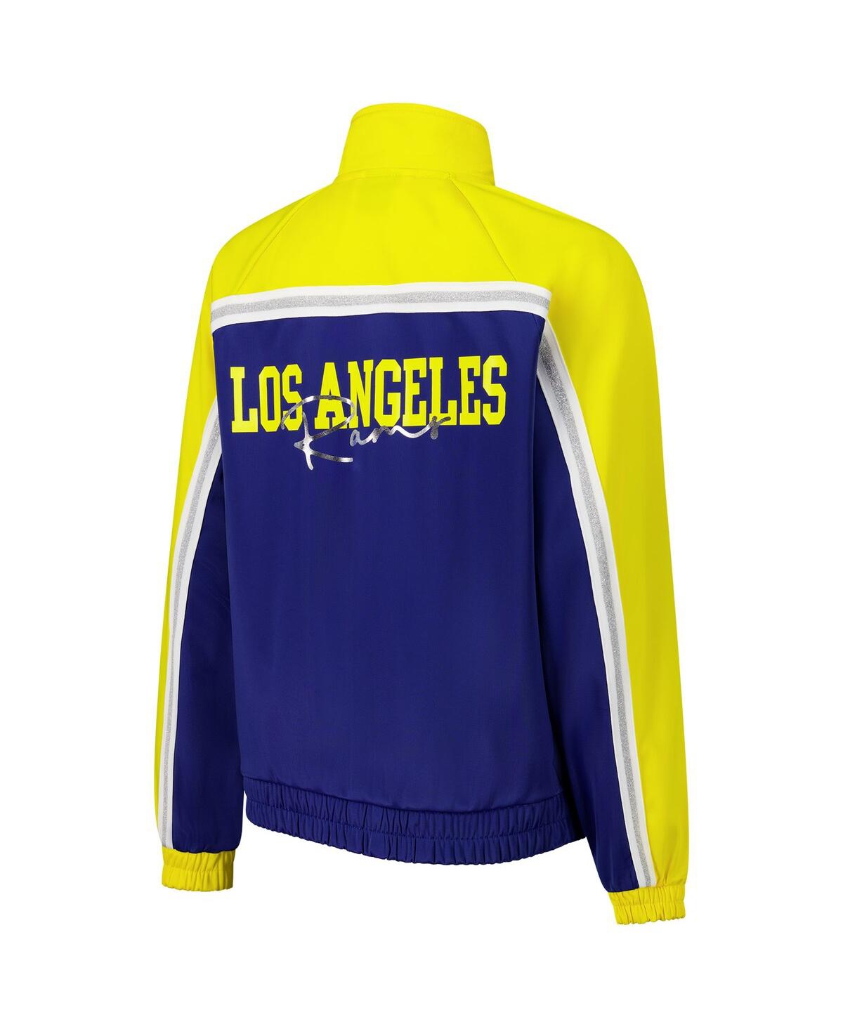 G-III 4HER BY CARL BANKS WOMEN'S ROYAL LOS ANGELES RAMS POST GAME FULL-ZIP TRACK JACKET 