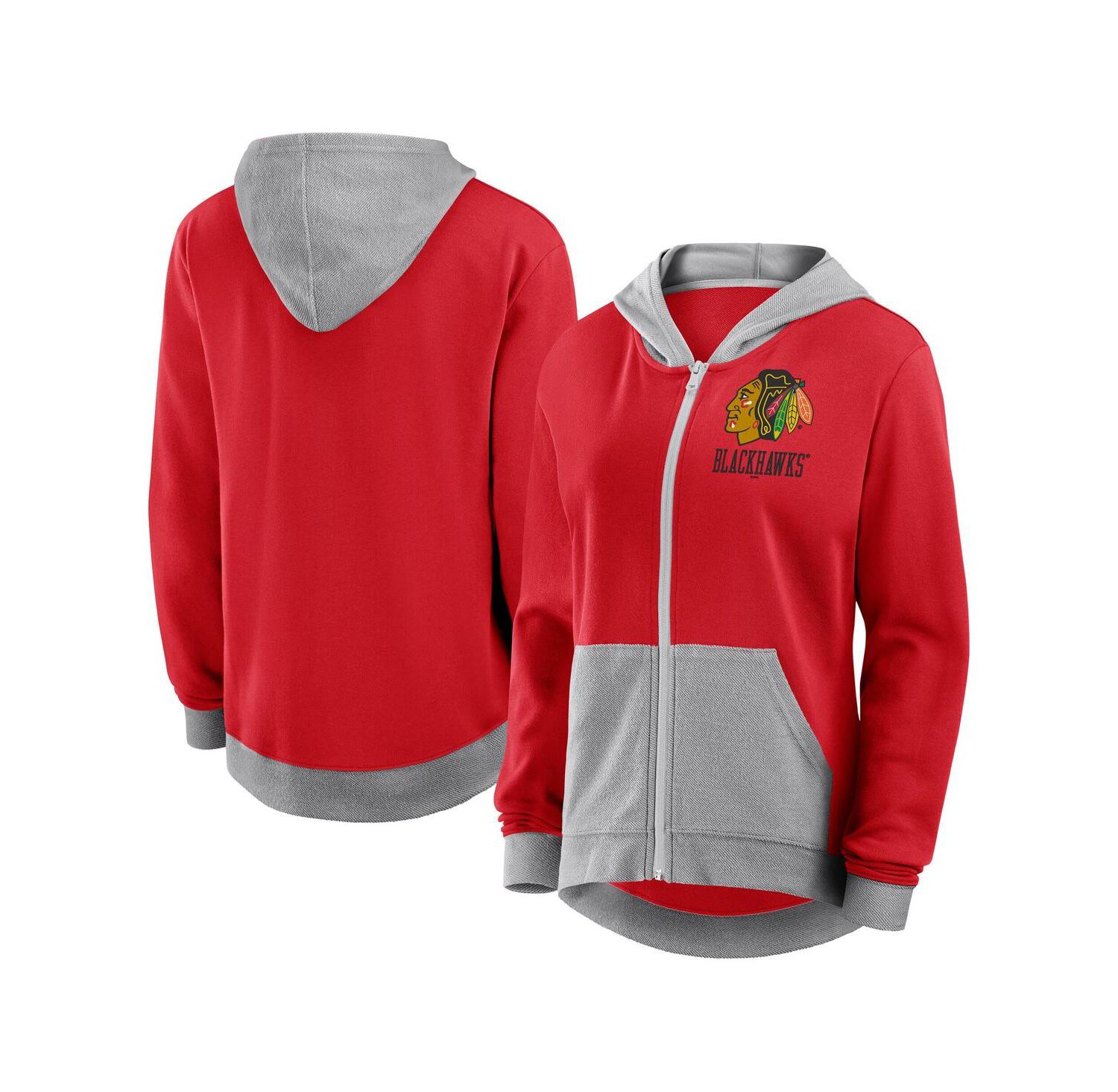 Women's Red Chicago Blackhawks Hit It French Terry Full-Zip Hoodie