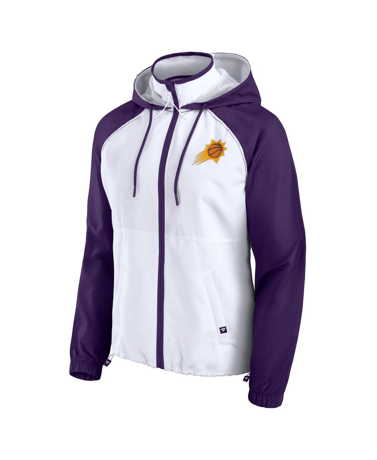 Fanatics Women's White/purple Phoenix Suns Anorak Raglan Full-zip Hoodie Jacket In White,purple