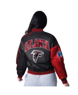 Women's Red/Black Atlanta Falcons Zone Blitz Cropped Full-Snap Satin Jacket