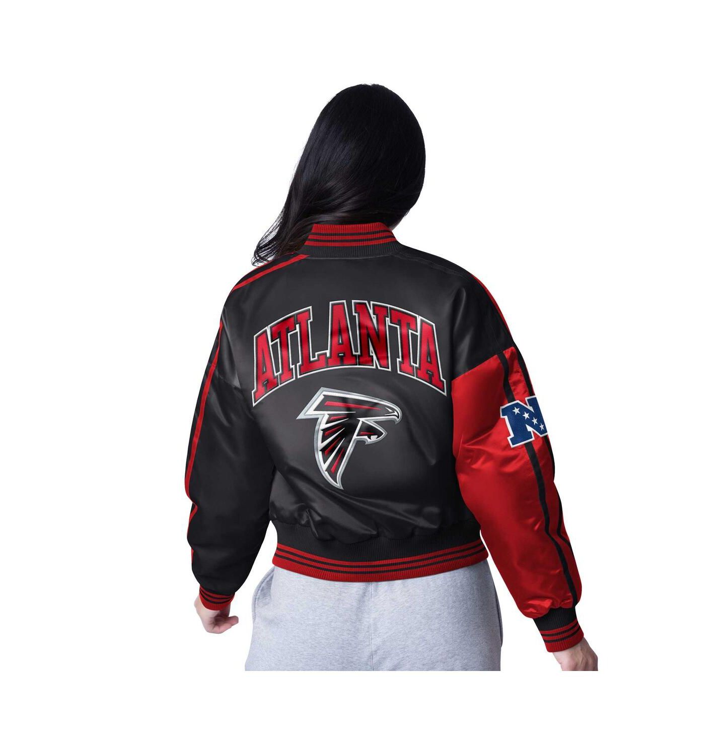 Женская куртка Starter Red/Black Atlanta Falcons Zone Blitz Cropped Full-Snap Satin — фото 2