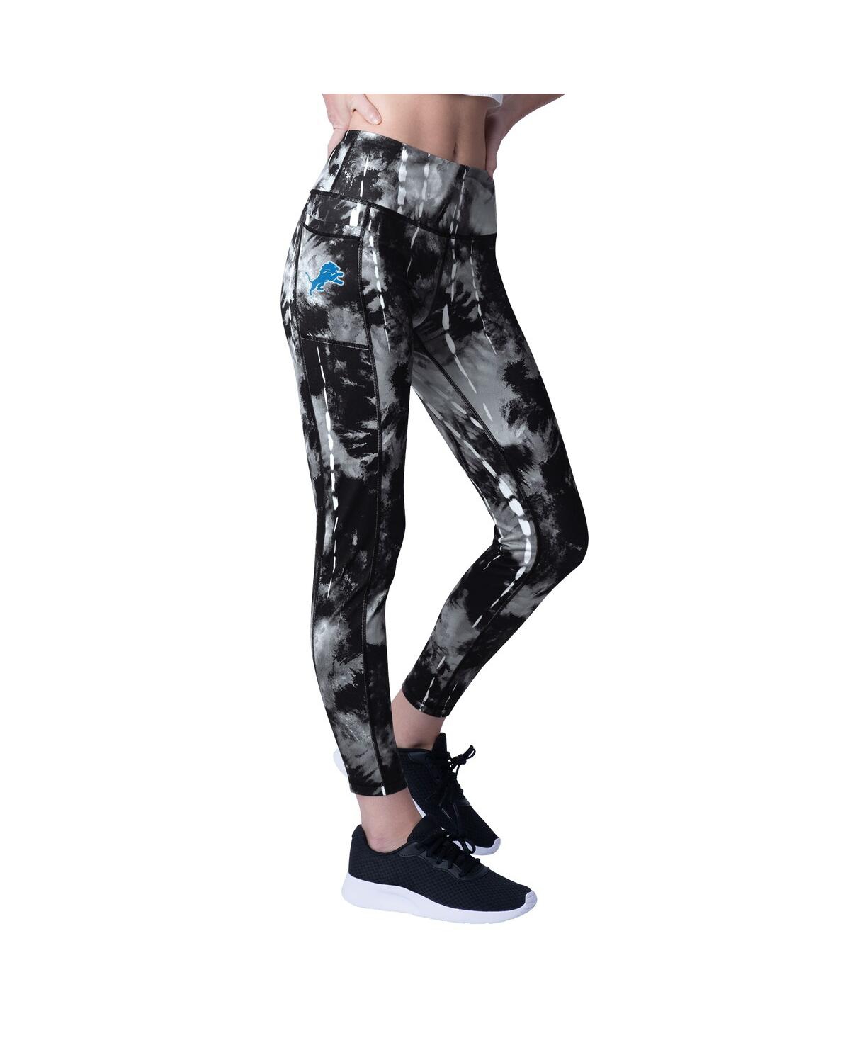 Women's Black Detroit Lions Serena Tie-Dye Leggings - Black