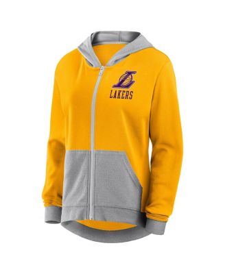 Women's Gold Los Angeles Lakers Hit It French Terry Full-Zip Hoodie