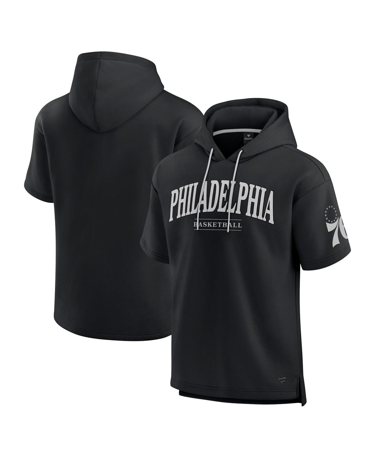 Fanatics Men's Black Philadelphia 76ers Elements Ready Short Sleeve Pullover Hoodie In Black