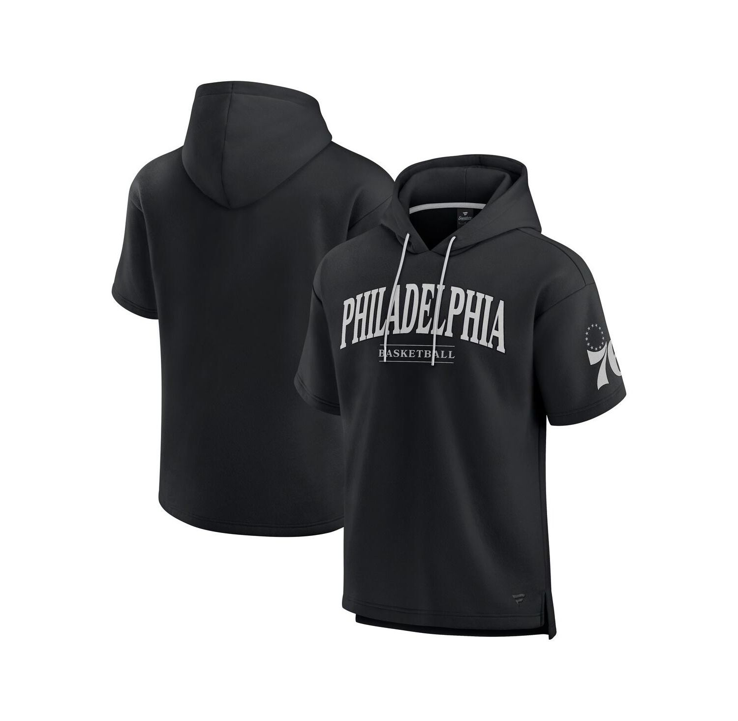 Men's Black Philadelphia 76ers Elements Ready Short Sleeve Pullover Hoodie