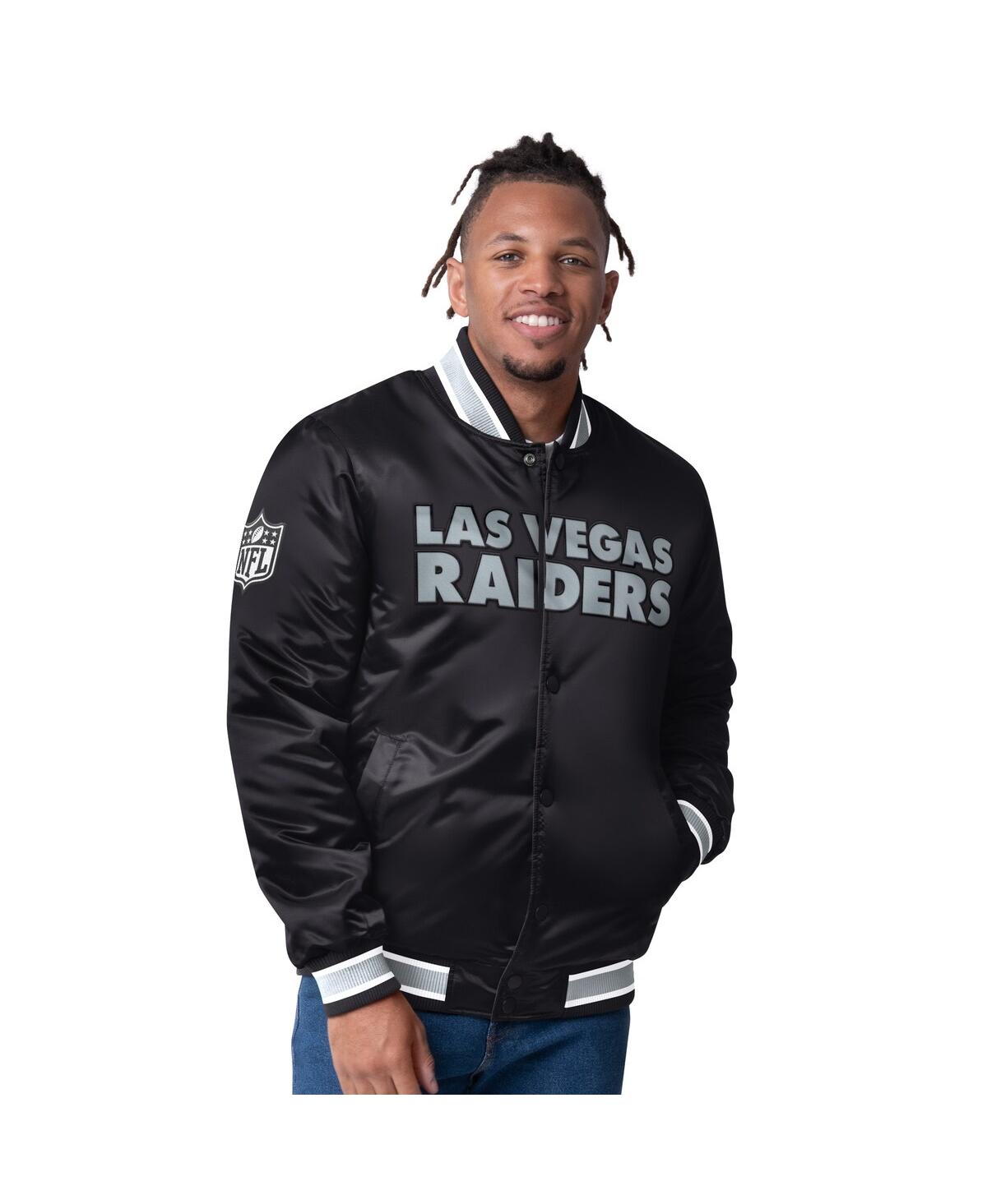 Men's Black/Silver Las Vegas Raiders Closer Reversible Satin Full-Snap Jacket - Black, Silver