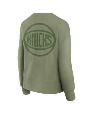 Women's Olive New York Knicks Elements Flow Pullover Sweatshirt