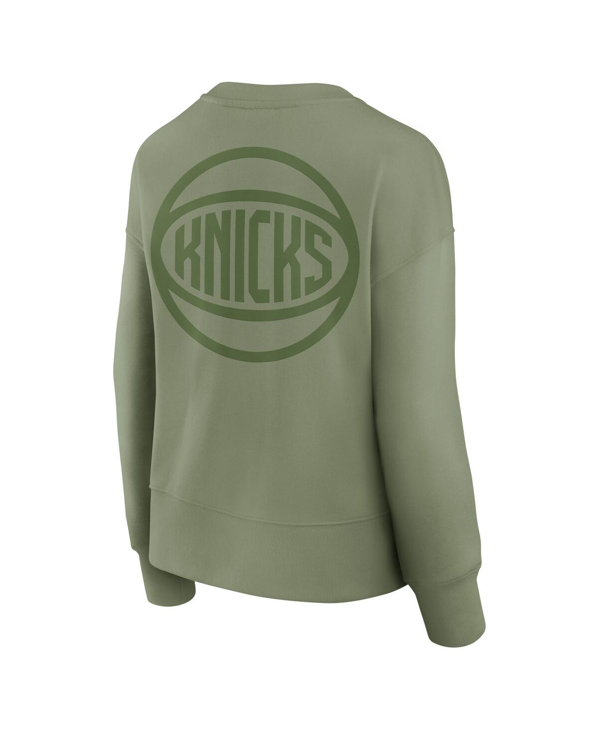 Fanatics Women's Olive New York Knicks Elements Flow Pullover Sweatshirt In Olive
