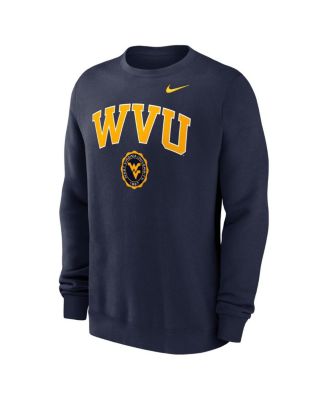 Men's Navy West Virginia Mountaineers Arched Seal Pullover Sweatshirt
