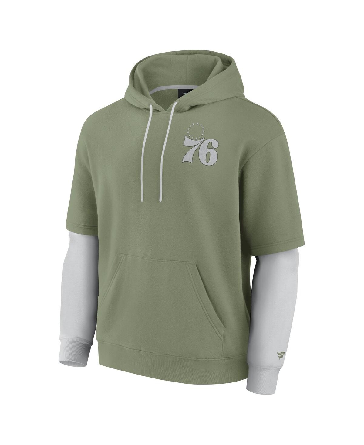 Fanatics Men's Olive Philadelphia 76ers Elements Sleek Pullover Hoodie In Olive