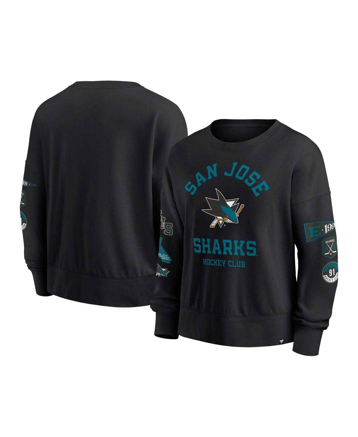 Fanatics Women's Black San Jose Sharks Go Team Pullover Sweatshirt In Black