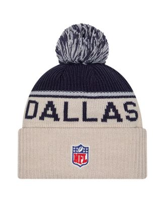 Men's Stone/Navy Dallas Cowboys NFL Sideline Historic Cuffed Knit Hat with Pom