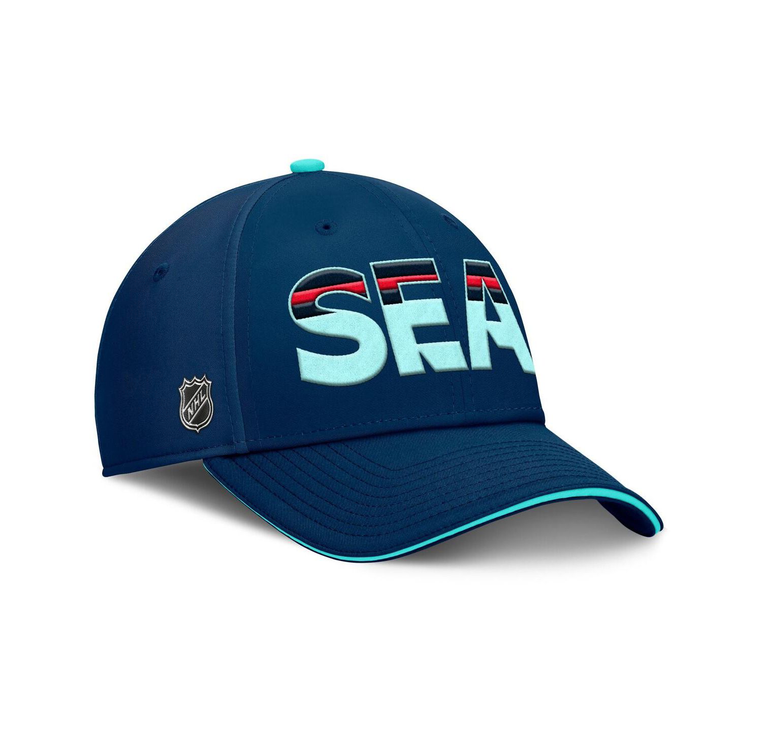Men's Deep Sea Navy/Light Blue Seattle Kraken Authentic Pro Rink Team Code Flex Hat