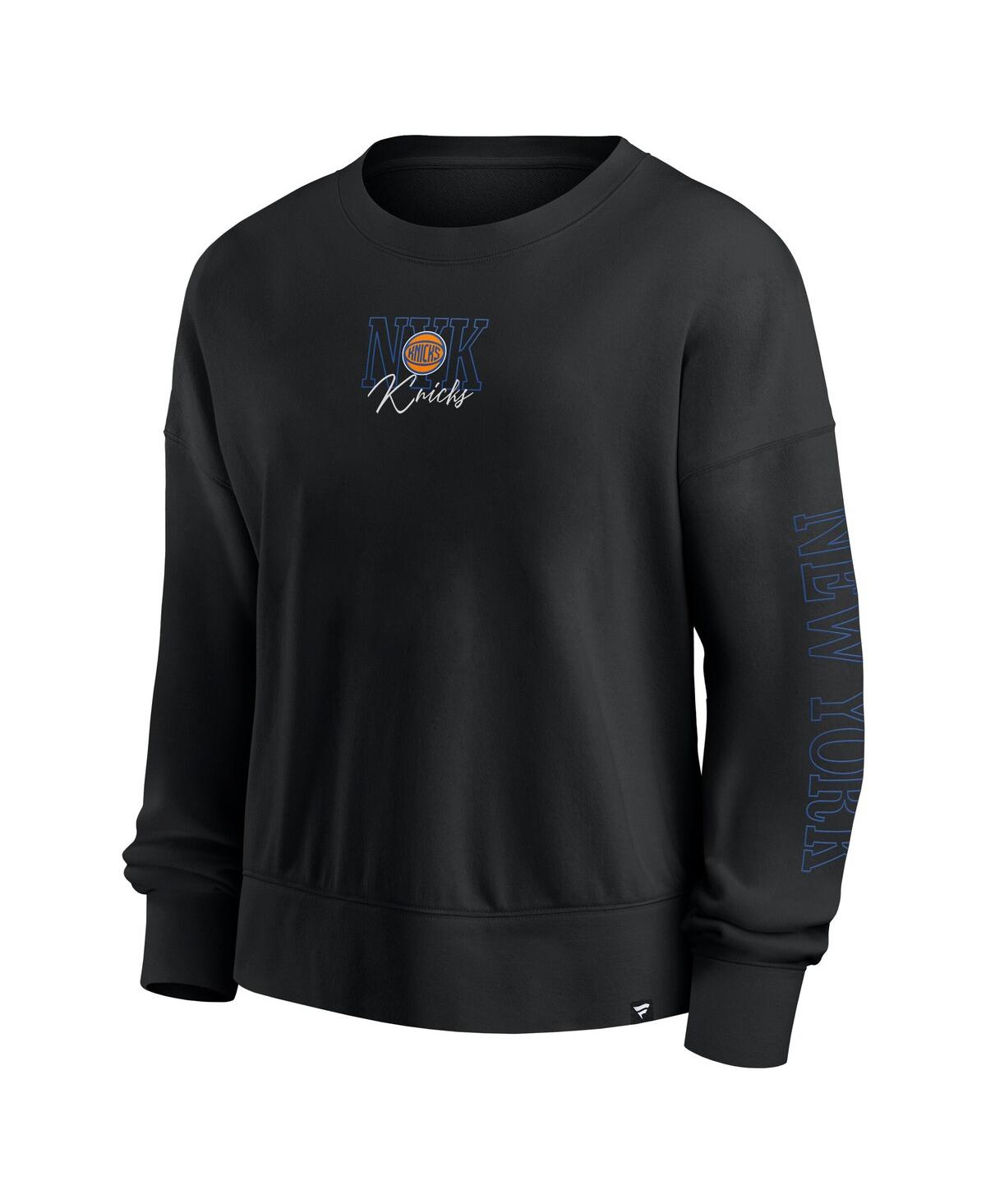 FANATICS BLACK NEW YORK KNICKS OVERSIZED GAME DAY PULLOVER SWEATSHIRT 