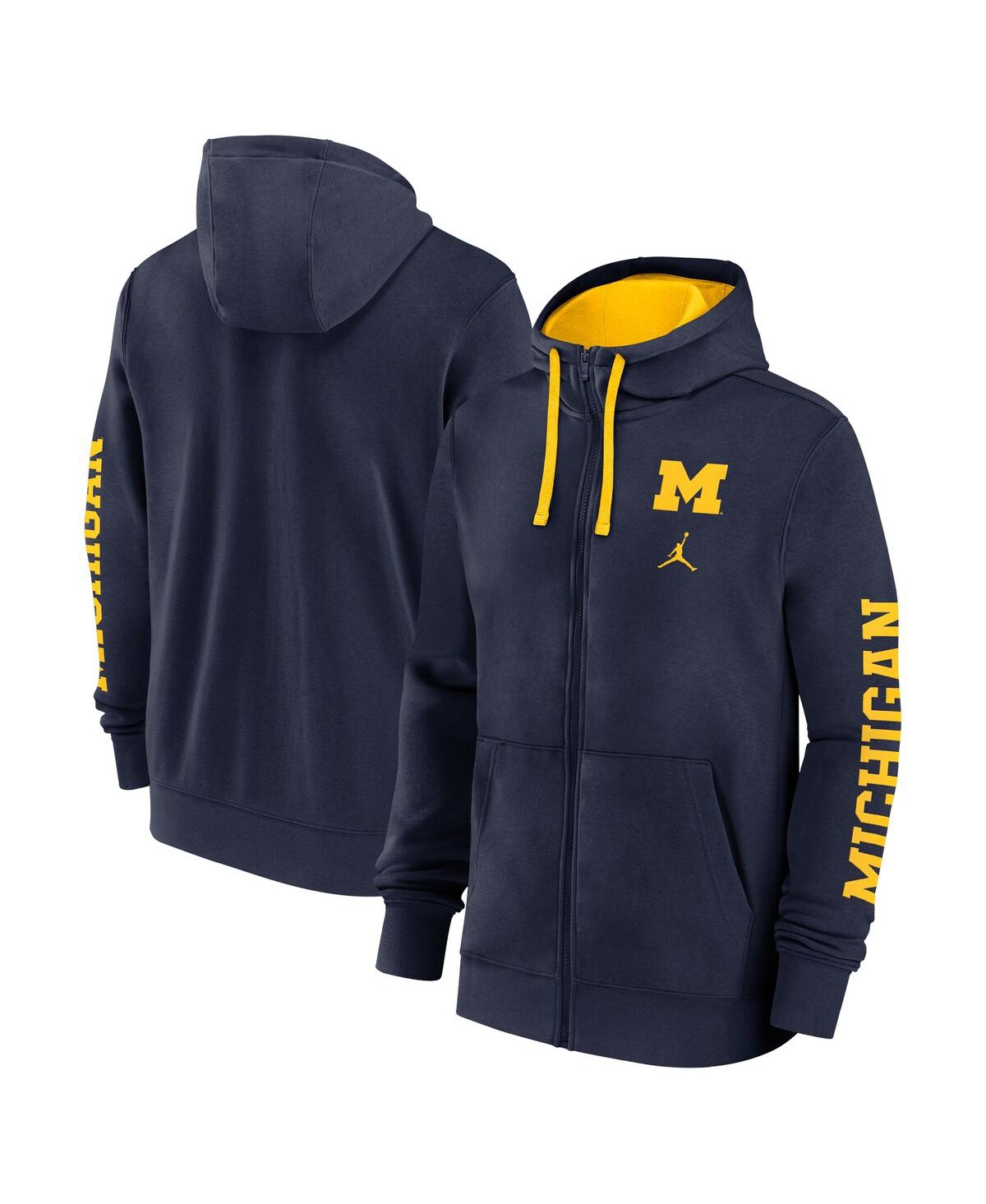 Jordan Men's Navy Michigan Wolverines Primetime Primary Mascot Full-zip Hoodie In Navy