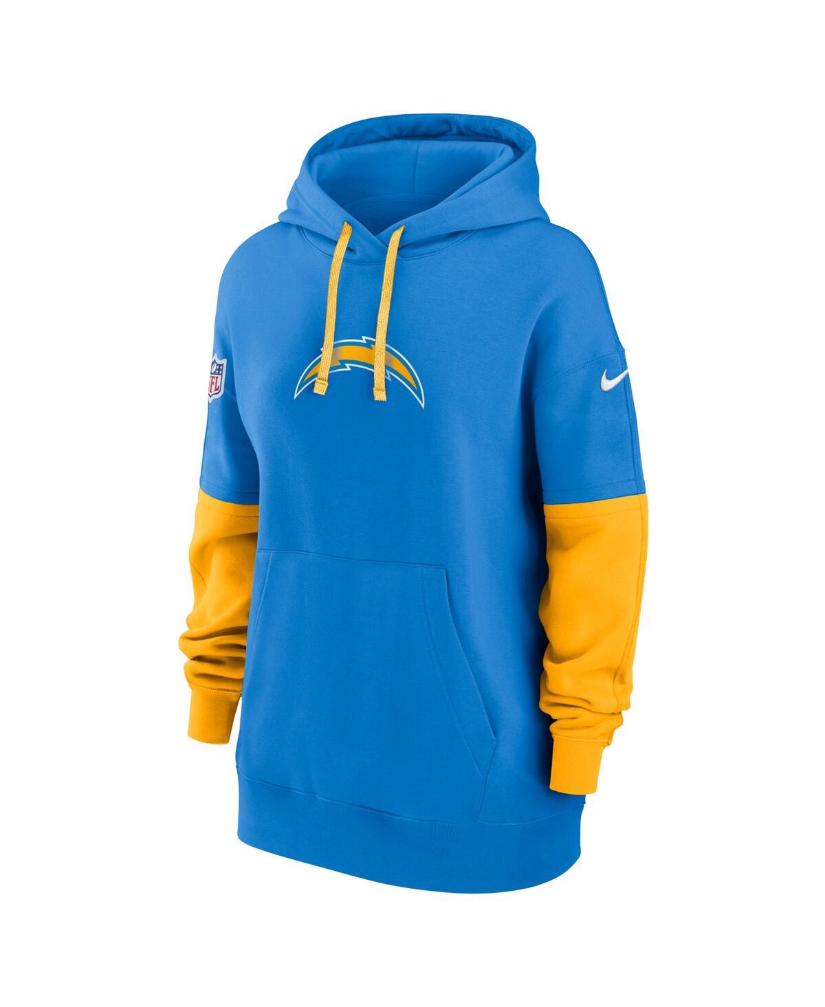 Nike Women's Powder Blue/gold Los Angeles Chargers 2024 Sideline Essential Fleece Pullover Hoodie In Powder Blue,gold