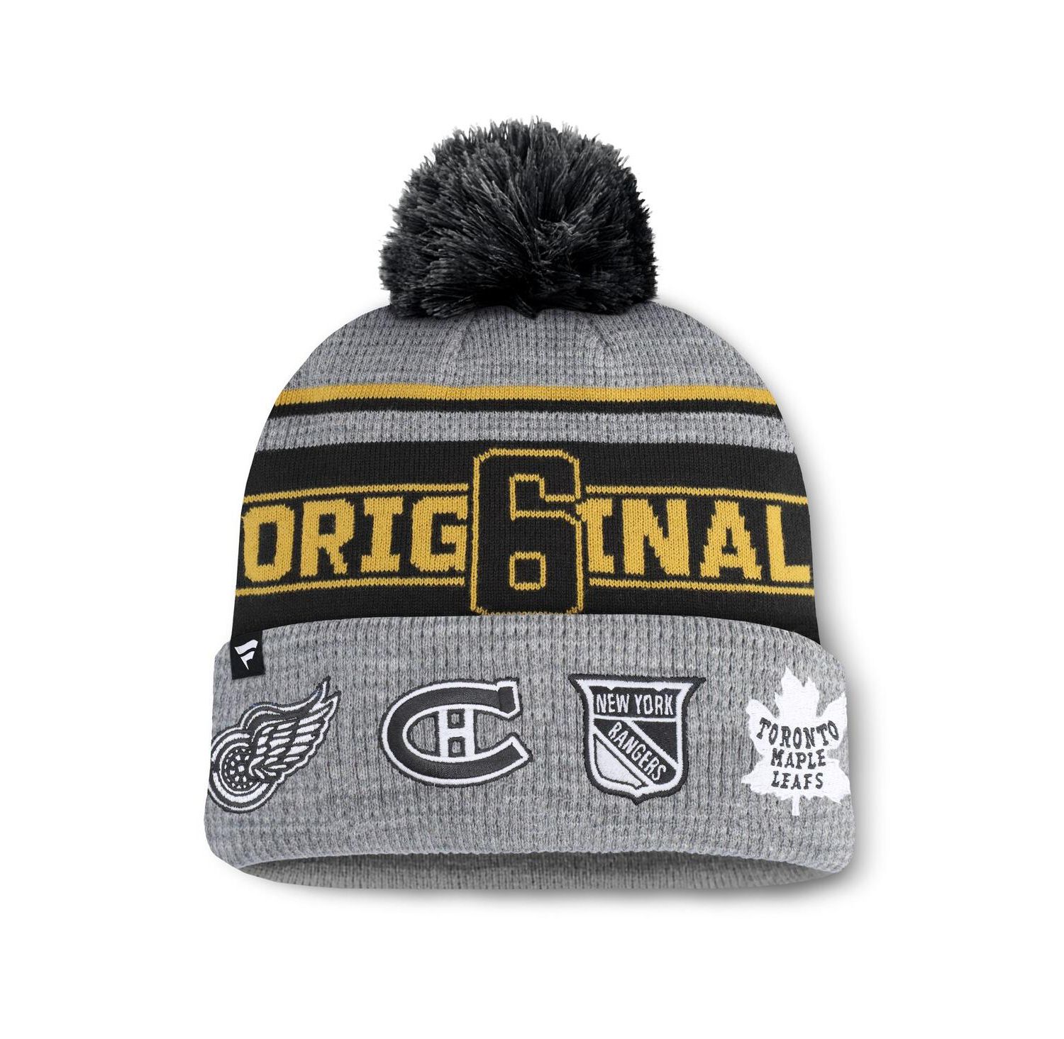 Men's Gray/Black Original 6 Lumberjack Cuffed Knit Hat with Pom