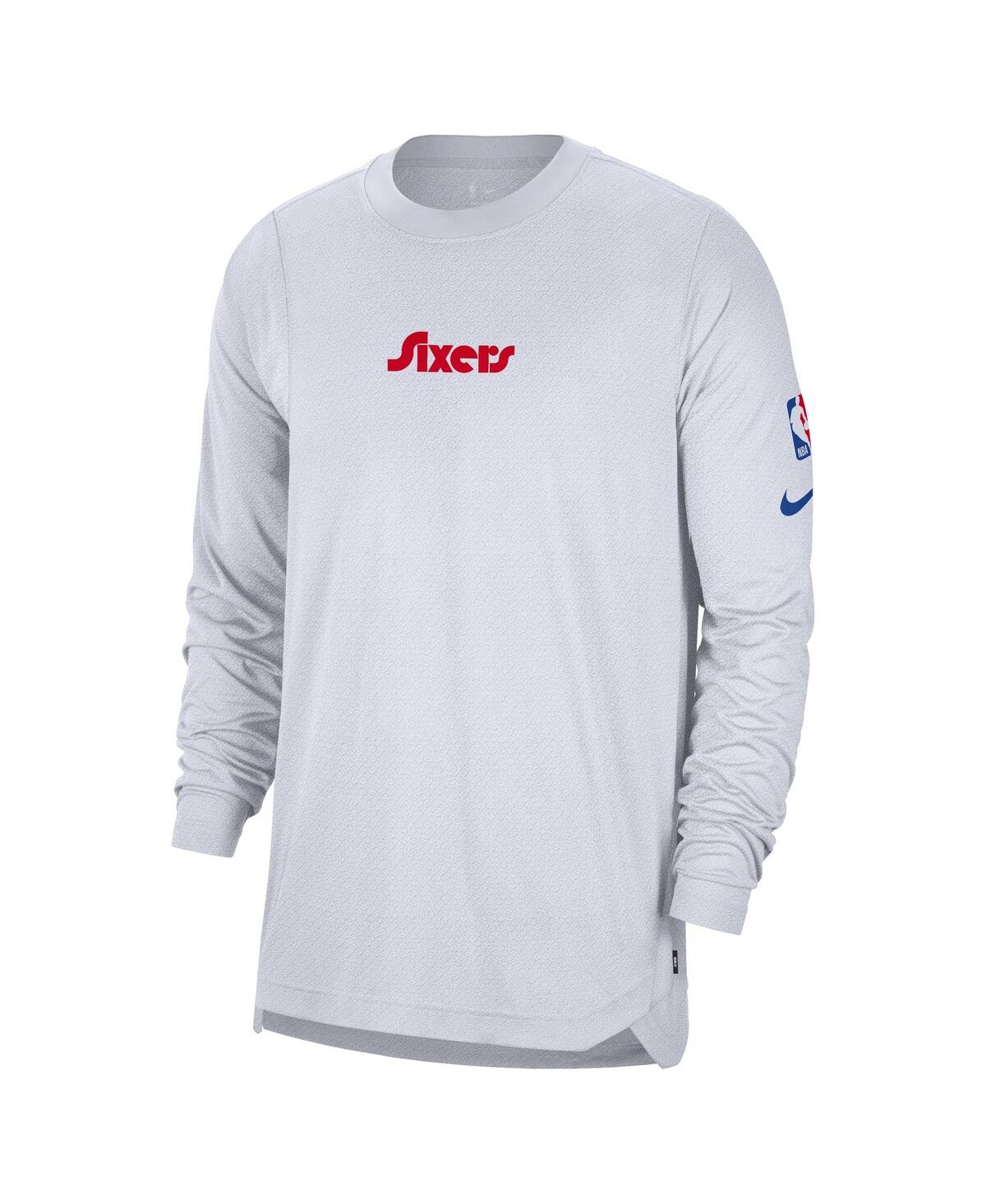 Nike Men's White Philadelphia 76ers 2024/25 City Edition Authentic Pregame Performance Long Sleeve Shooti In White
