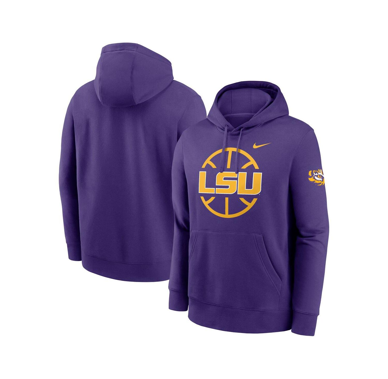Men's Purple LSU Tigers Basketball Icon Club Fleece Pullover Hoodie