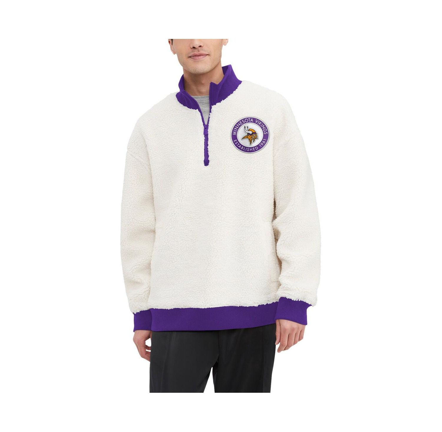Men's Cream Minnesota Vikings Jordan Sherpa Quarter-Zip Sweatshirt