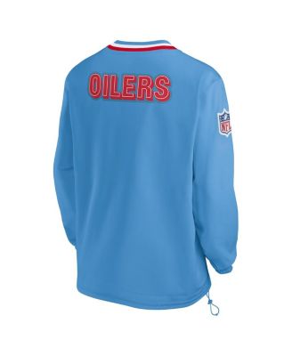 Men's Light Blue Houston Oilers Gridiron Classics Sideline V-Neck Pullover Windshirt