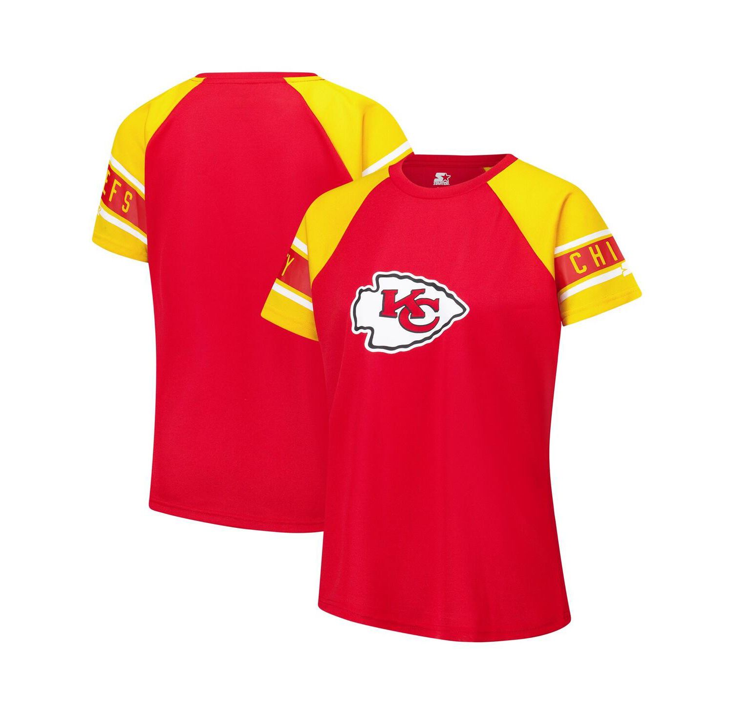 Women's Red Kansas City Chiefs 1st Rounder Color Block Raglan Top