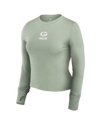 Women's Green Green Bay Packers Studio Fitted Long Sleeve Gym Top