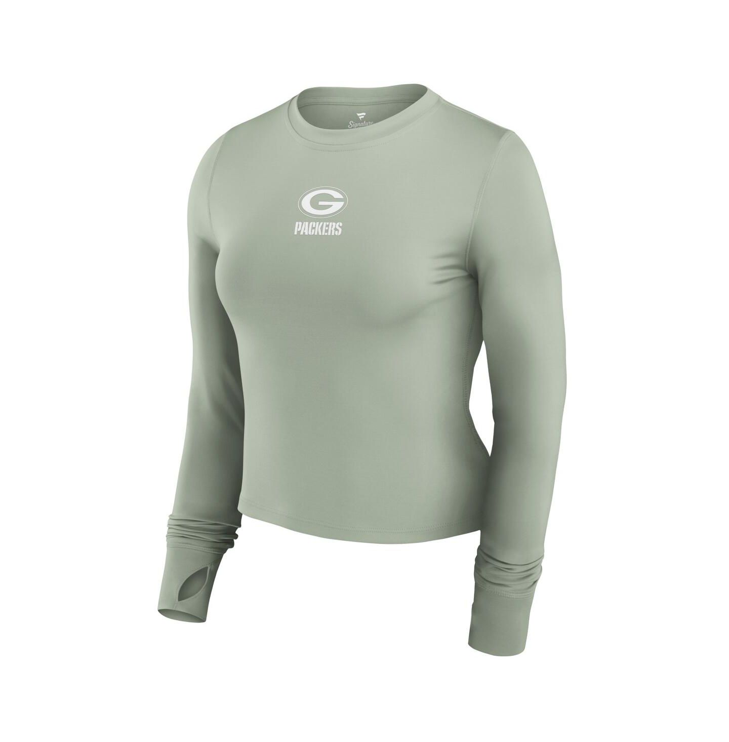 Женский топ Fanatics Green Green Bay Packers Studio Fitted Long Sleeve Gym — фото 3
