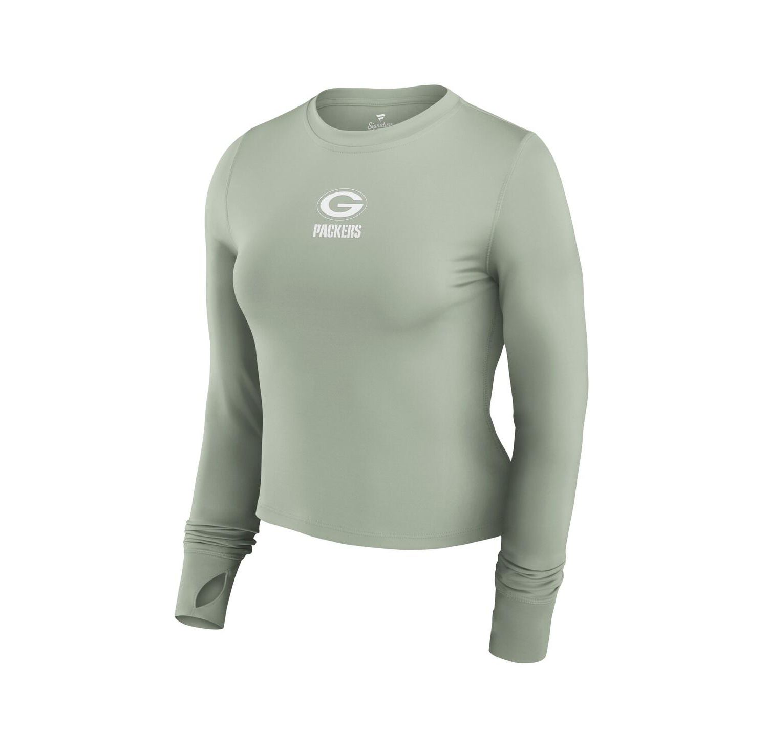 Women's Green Green Bay Packers Studio Fitted Long Sleeve Gym Top