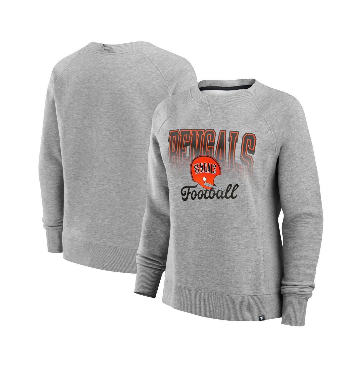Женская толстовка Fanatics Heather Gray Cincinnati Bengals Hit Hard Fleece Pullover — фото 1