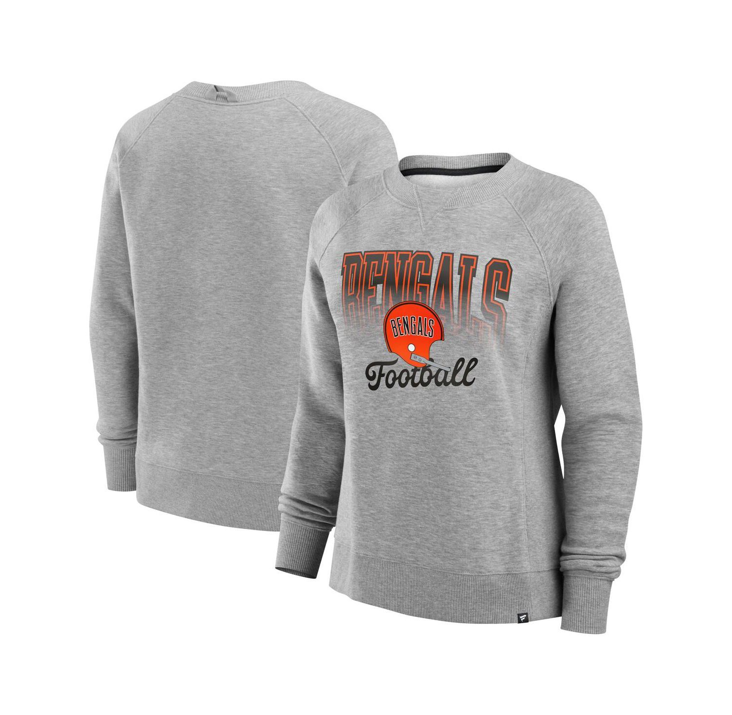 Women's Heather Gray Cincinnati Bengals Hit Hard Fleece Pullover Sweatshirt