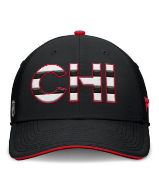 Men's Black/Red Chicago Blackhawks Authentic Pro Rink Team Code Flex Hat
