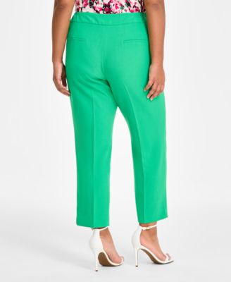 Plus Size Stretch-Crepe Straight-Fit Suit Pants