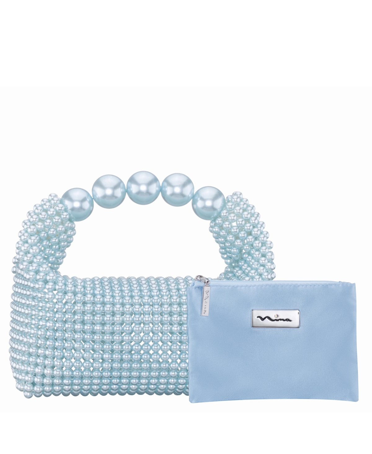Large Beaded Handle Hobo Bag - Icy Blue