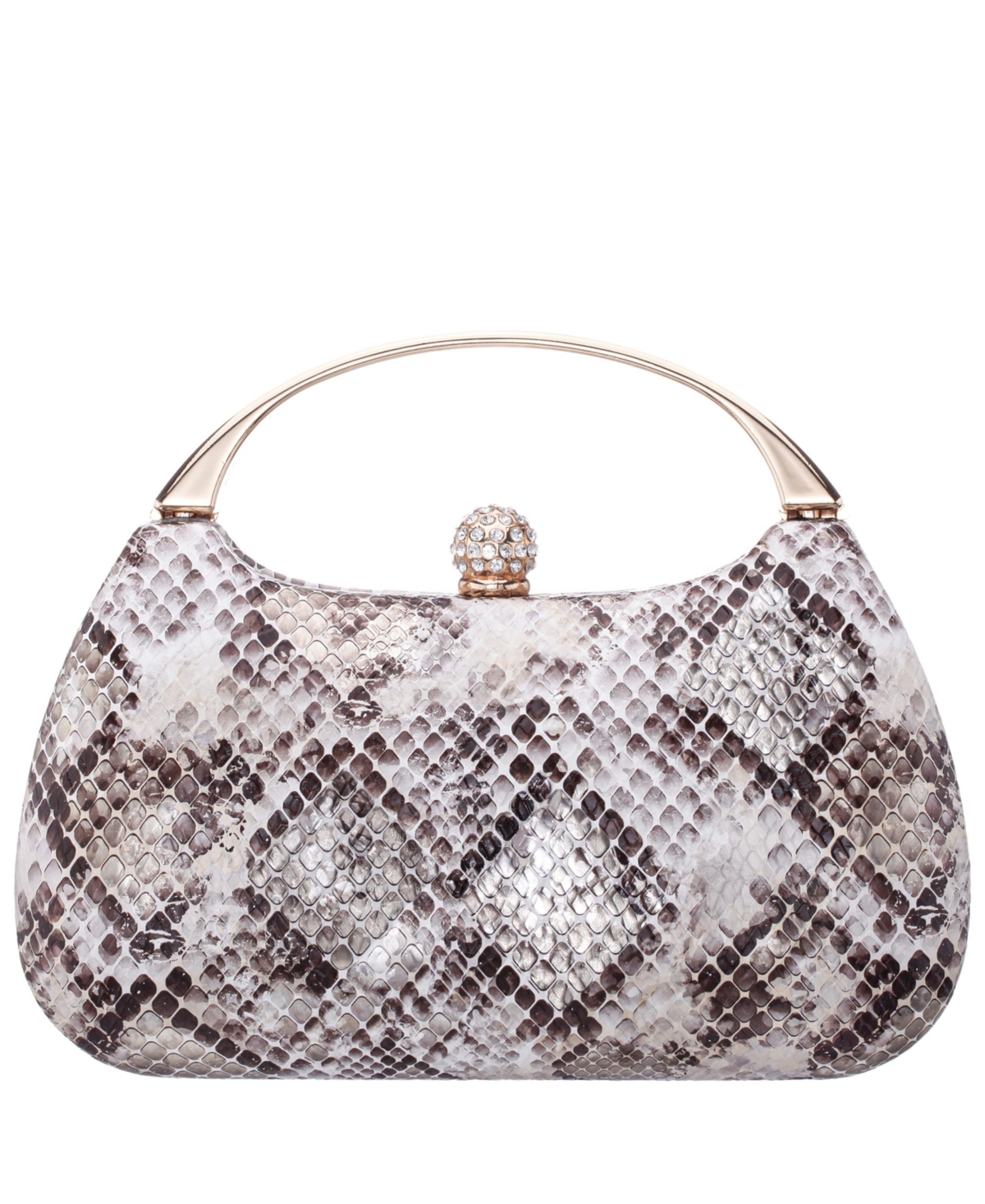 Snake Minaudiere with Crystal Clasp Bag - Ivory Multi