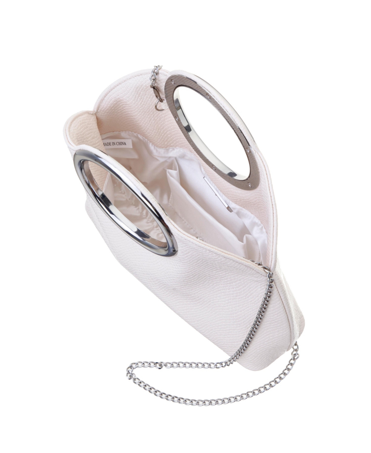 Shop Nina Metal Handles Embossed Snake Hobo Bag In Ivory