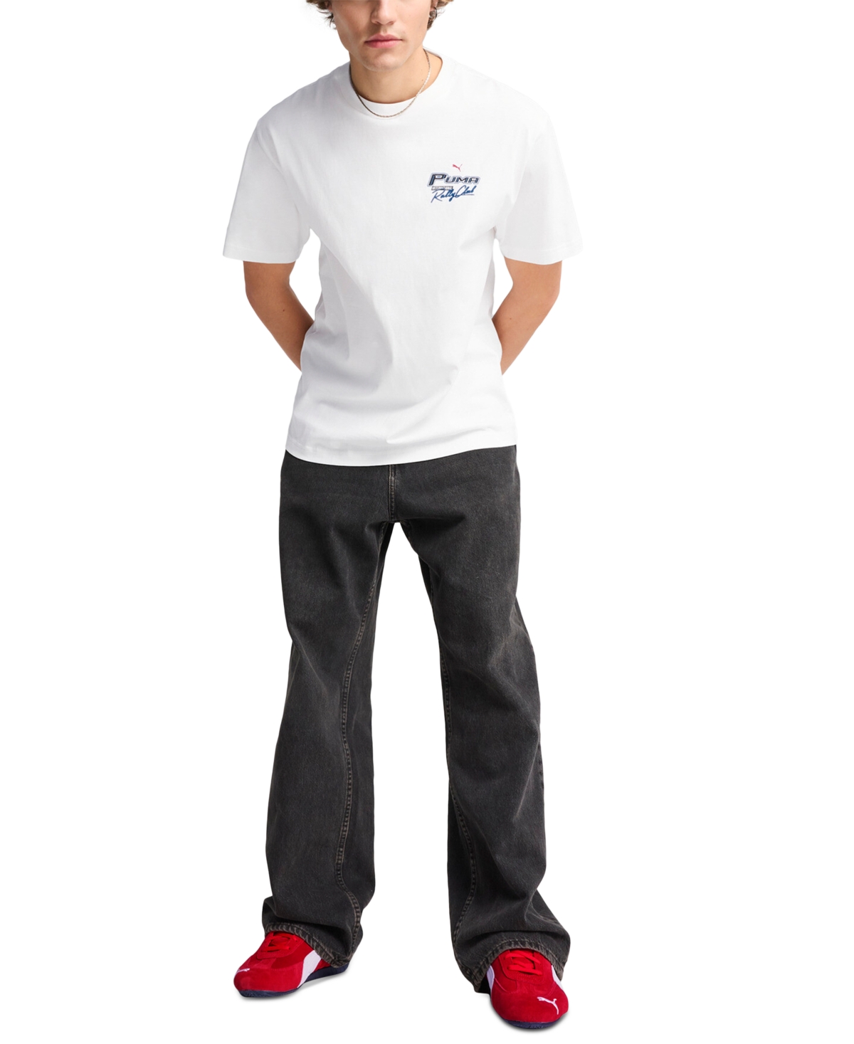 Puma Men's Moto Semi-rubber Print T-shirt In White