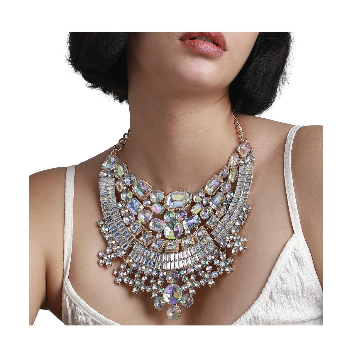 Sohi Maxi Crystal Necklace In Silver