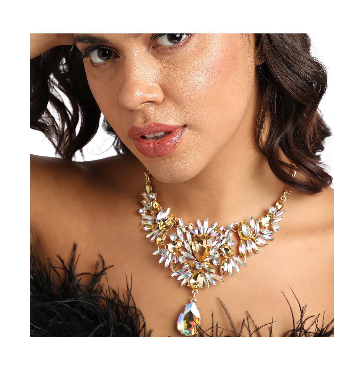Sohi Party Statement Necklace In Yellow