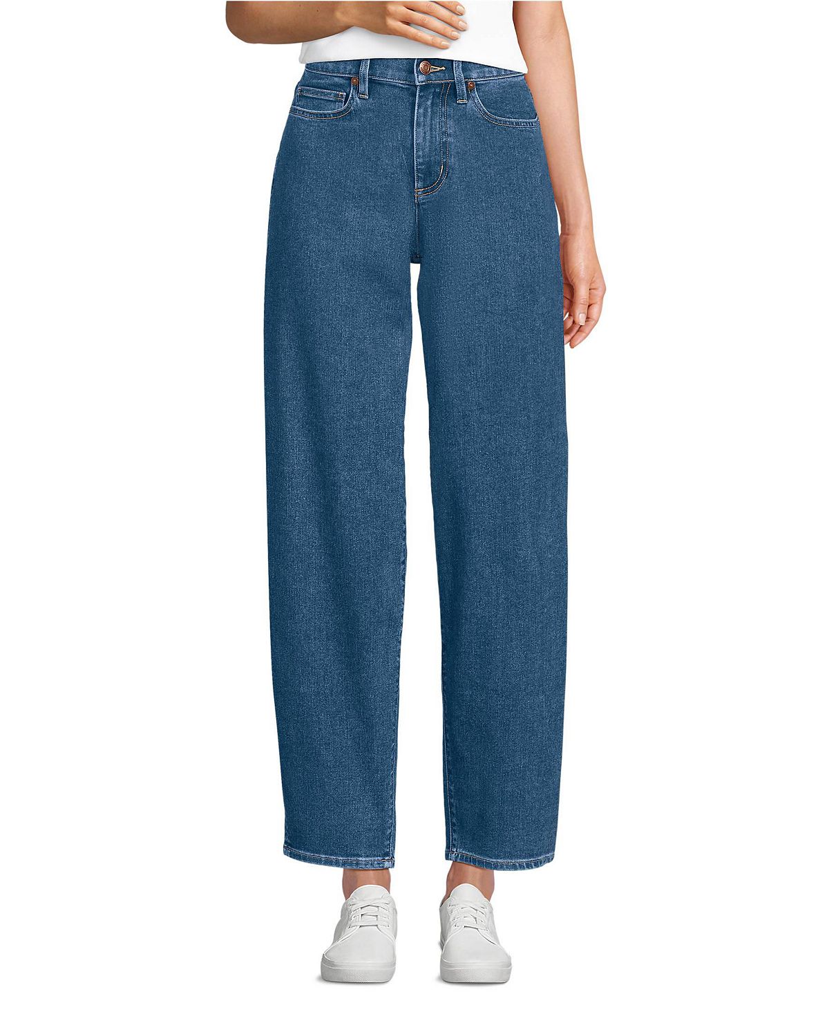 Lands' End Women's Recover High Rise Barrel Leg Ankle Jeans view 1 — MAYCSS fashion products