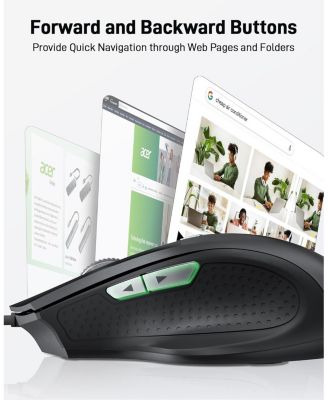 Wired Mouse, 4 Adjustable DPI USB Computer Mouse with Side Buttons, 5FT Cord Ergonomic Mouse, 6 Buttons, 3200 DPI Optical Mouse, Compatible with Laptop, iMac, PC, Desktop