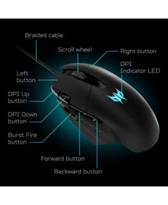 Predator Cestus 315 Gaming Mouse with PixArt Sensor, Adjustable DPI & 8 Buttons Including Burst Fire
