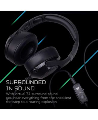 Predator Galea 350 Gaming Headset with 7.1 Surround Sound, Unidirectional Noise-Cancelling Mic, Compatible with PC, Xbox One, PS4,Black