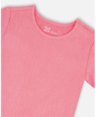Toddler Girls Crinkle Short Sleeve Top Candy Pink - Toddler|Child