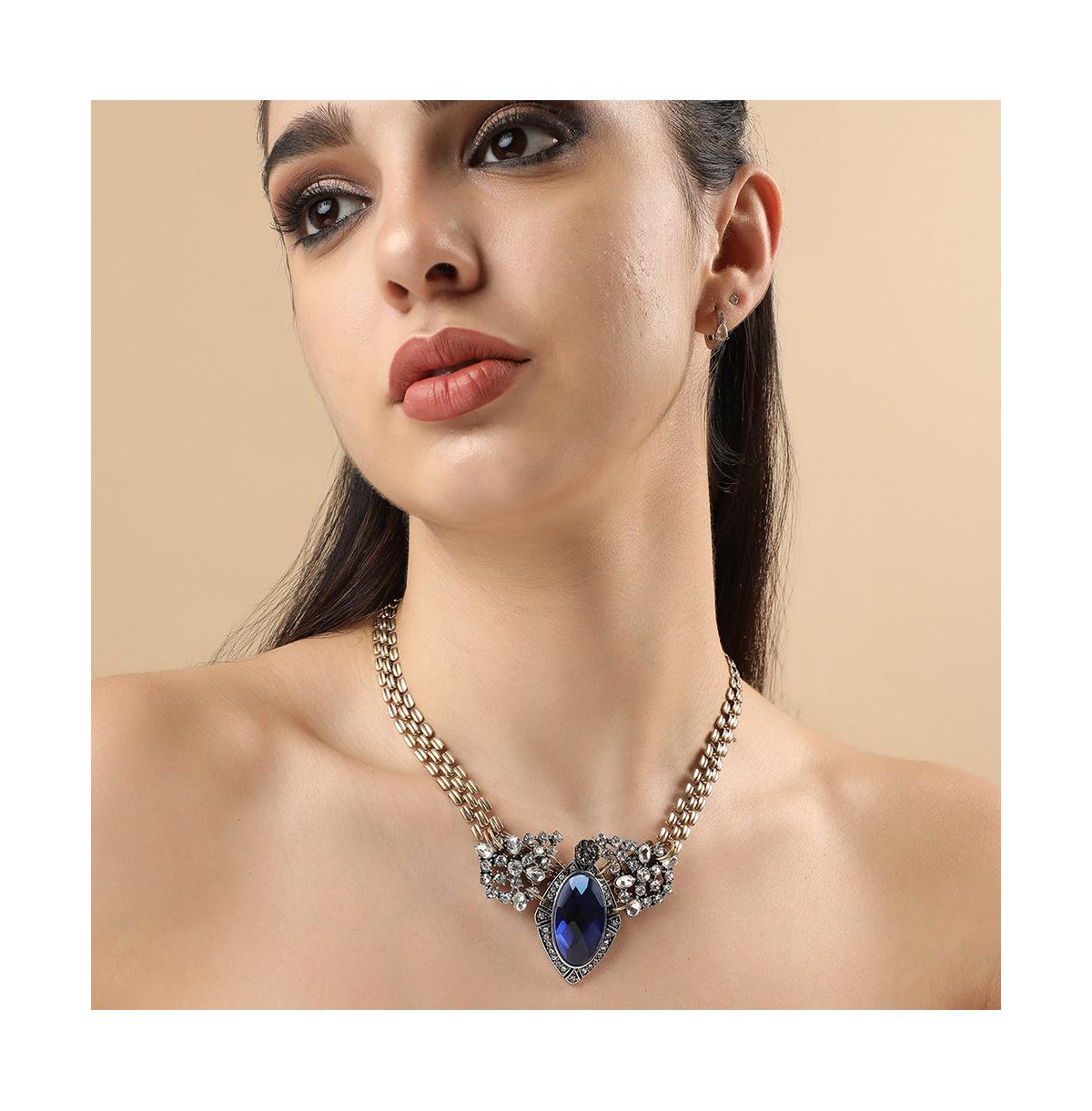 Sohi Party Stone Statement Necklace In Blue