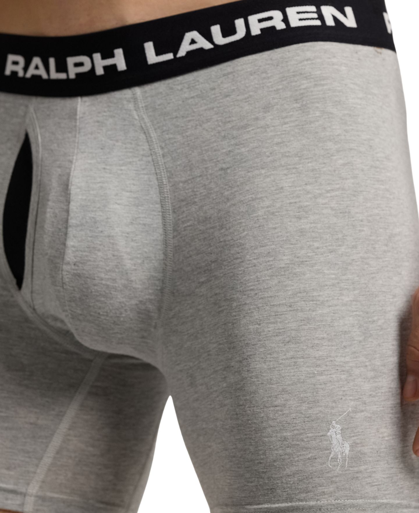 Мужские трусы Polo Ralph Lauren 3-Pk. Perfect Pouch Boxer Briefs, цвет: Меланжевый / Угольный меланжевый — фото 4
