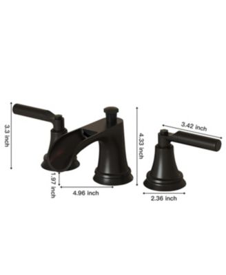 8 in. Widespread Double-Handle 3-Hole Waterfall Bathroom Faucet Water-Saving with Metal Drain in Brushed Gold