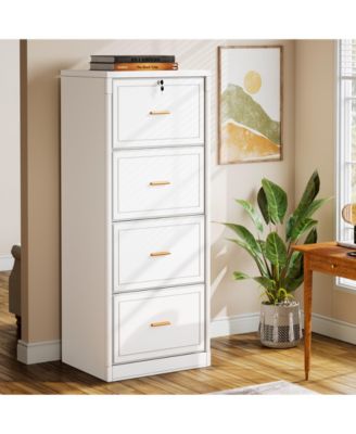 4-Drawer File Cabinet, Vertical Filing Cabinet with Lock, Wood Storage Cabinet for Home Office,Locable File Cabinet for A4/F4/Letter/Legal Size Files