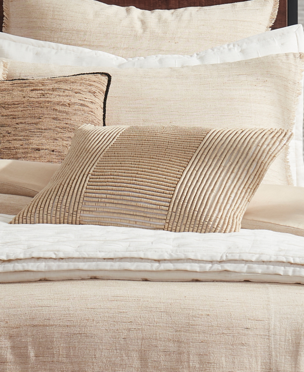Donna Karan Home Block Bead Decorative Pillow, 16" X 20" In Sand